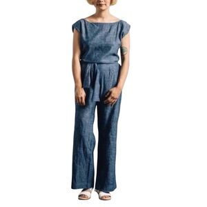 OZMA of California Chambray Hemp Wide Leg Matador Jumpsuit – Size M